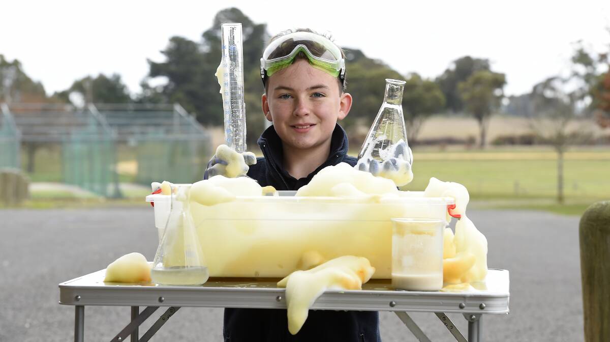 EXPERIMENT: Napoleons Primary School pupil Will McKechnie, 11, with his science project. Picture: Justin Whitelock