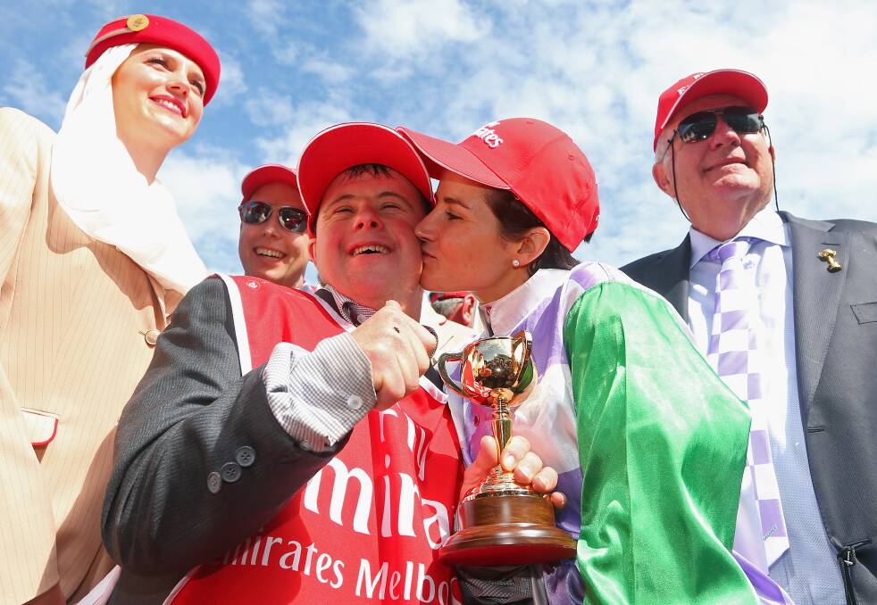 ONE IN THE HAND: Stevie and his sister, jockey Michelle Payne were all smiles after their Melbourne Cup win. Michelle won the race on Prince of Penzance.