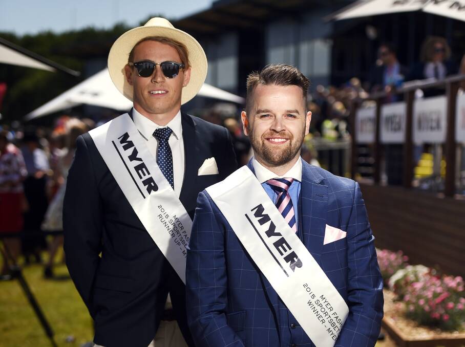 DASHING: Man of the day winner Will Davies in the Myer Fashions on the Field at the 2015 Ballarat Cup. Picture: Luka Kauzlaric