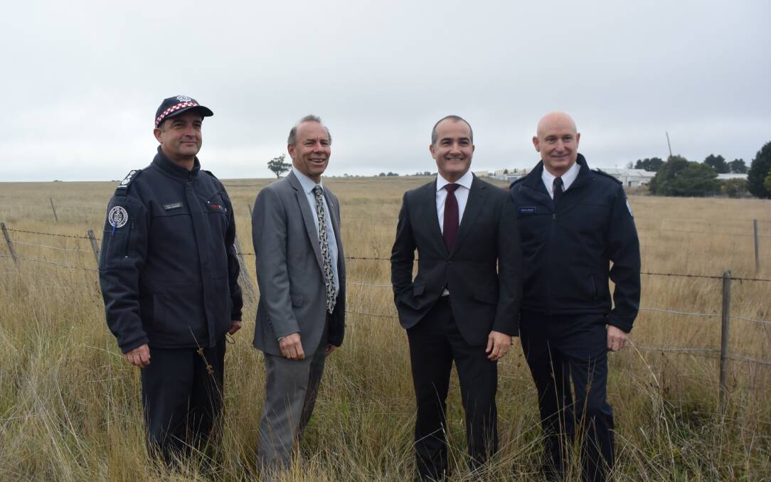 TRAINING SITE: CFA acting chief officer Alen Slijepcevic, Buninyong MP Geoff Howard, Emergency Management Commissioner Craig Lapsley and Emergency Services minister James Merlino announce the new facility. 