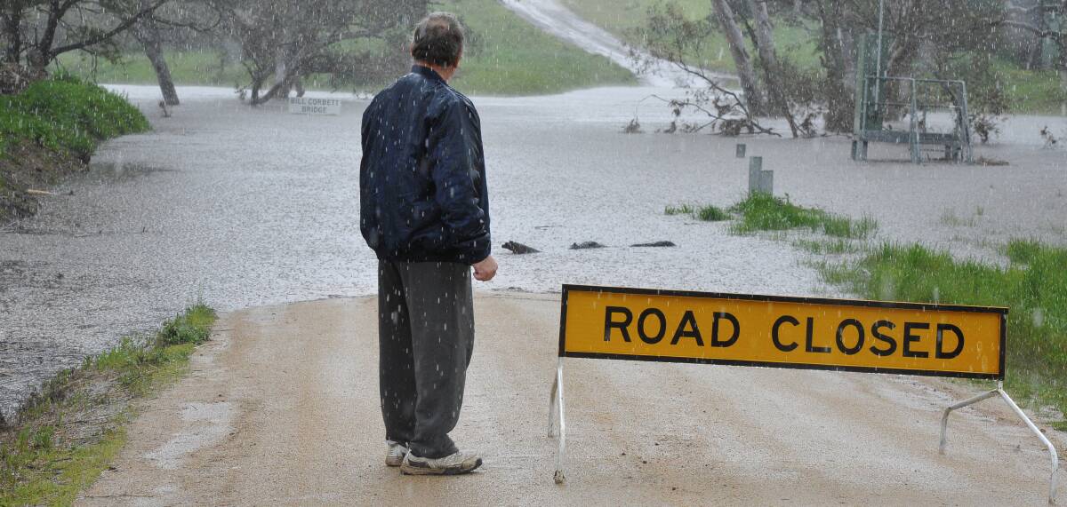 INUNDATED: Some roads in Skipton were inundated with water and closed on Tuesday. Picture: Lachlan Bence 