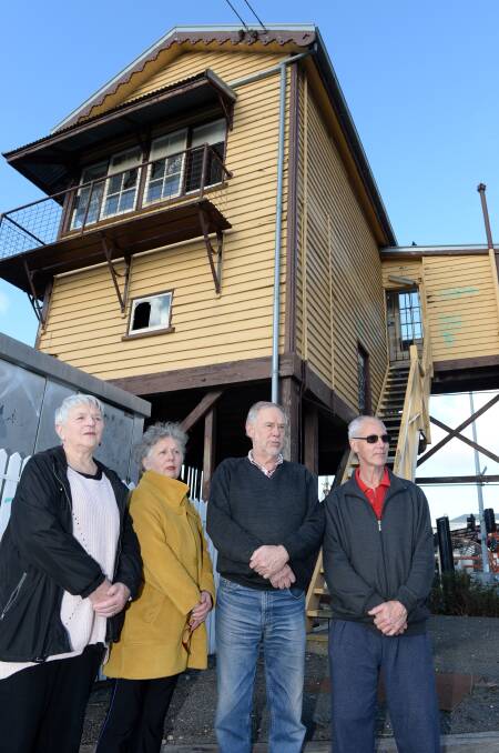 A DISGRACE: Dianne Barrow, Dinah McCance, Gerald Jenzen and Terry Baker are calling for the restoration of historic signal boxes. Picture: Kate Healy