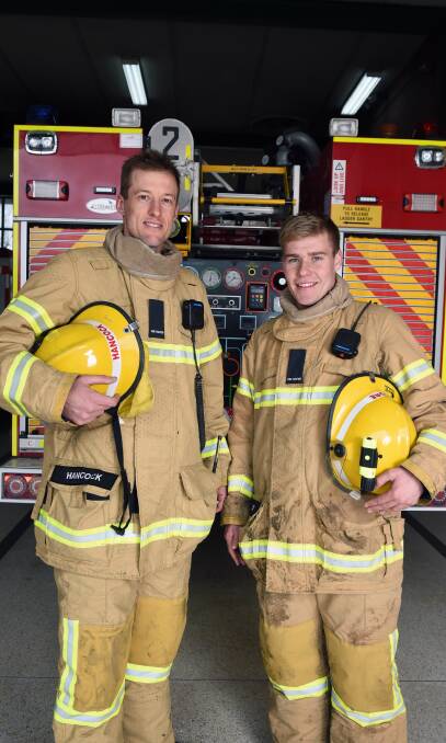 READY TO GO: Ballarat City CFA recruits Brad Hancock and Matt Boore completed 18 weeks of training at the Craigieburn training school. Picture: Kate Healy 
