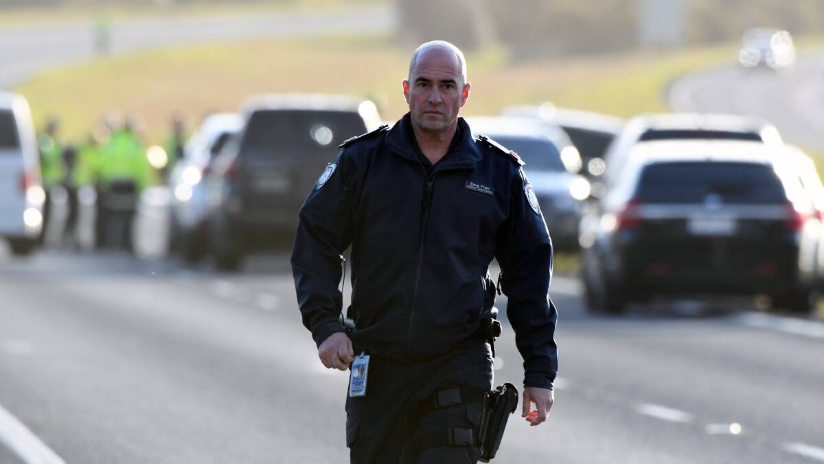Doug Fryer at the scene of a fatal crash in Ballan in September. Picture: Kate Healy