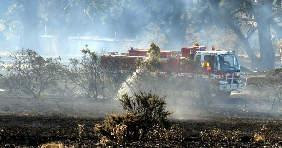 CFA crews battle a blaze near Ballarat's Creswick Road on February 27.