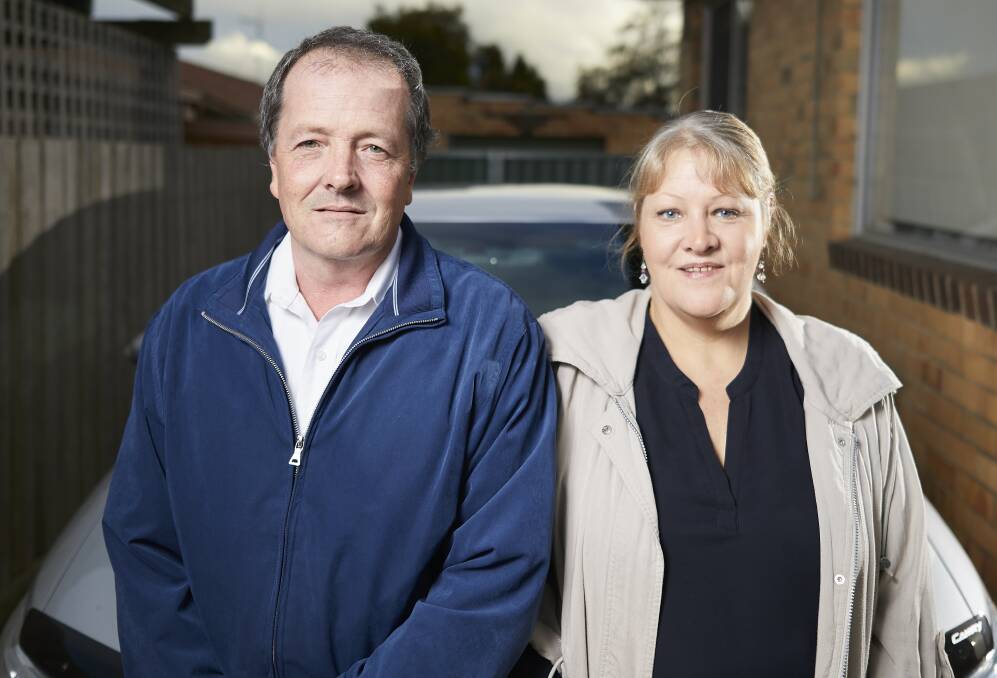 DUO: Uber drivers David and Britt, who did not wish to give their surnames, have been travelling to Geelong to make a buck on the app but are excited they will be able to work in Ballarat from October 25. Picture: Luka Kauzlaric