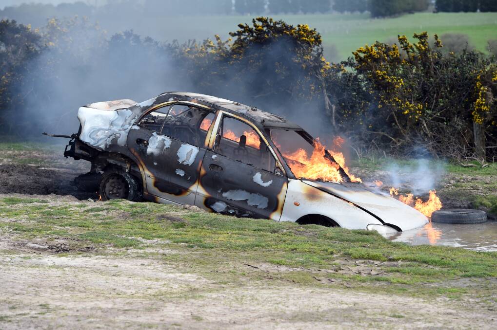 Car fire at Sebastopol in 2016. Picture: Kate Healy 