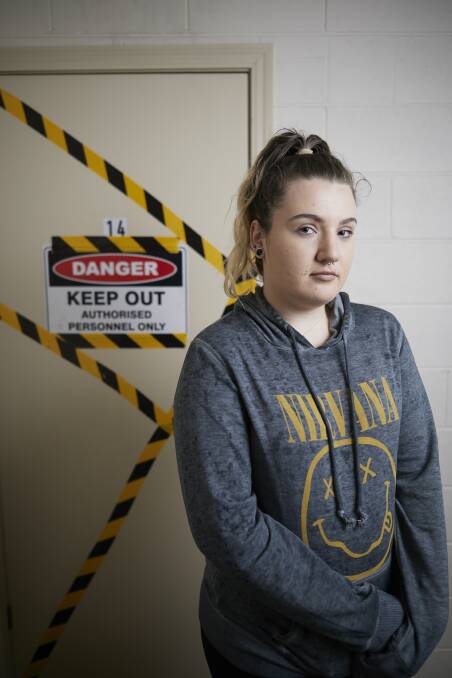 GRACE UNDER PRESSURE: Ballarat paramedic student Madison Sharp, 21, has vowed to rebuild her life after suddenly losing everything in a fire that tore through her Warrenheip flat early on Tuesday. Picture: Luka Kauzlaric