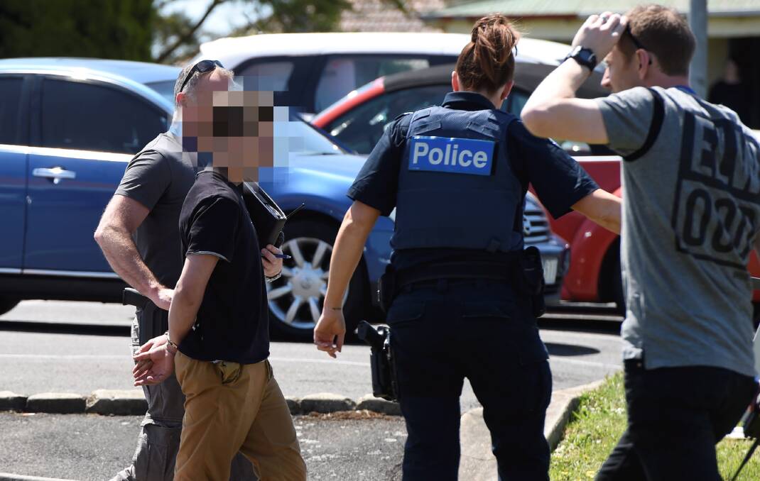 Ballarat police arrest a teenager in 2016. Picture: Lachlan Bence 
