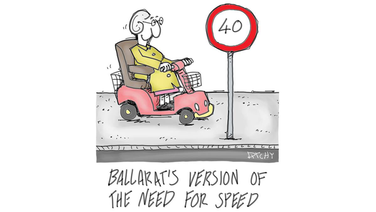 GEAR DOWN: Cartoonist John Ditchburn takes a look at the lighter side of the speed limit changes that will take effect in Sturt St.
