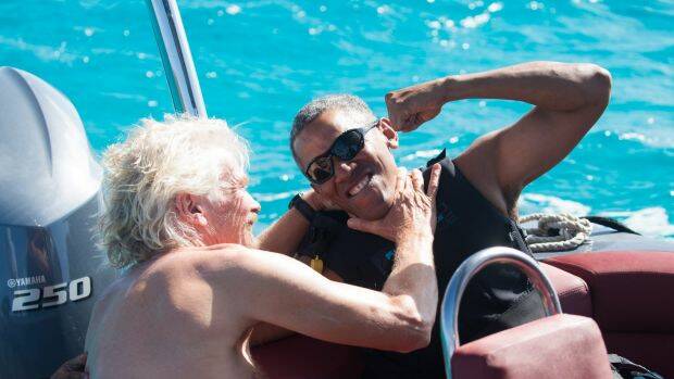 Obama holidays with Sir Richard Branson on the British Virgin Islands. Photo: Jack Brockway/Virgin.com