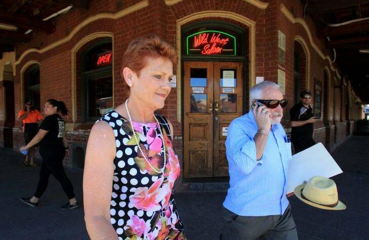 Pauline Hanson on the Hustings in Kalgoorlie. March 8 , 2017. Photo: Dean Sewell