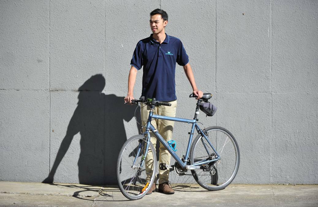 Ballarat physiotherapist Jamie Chan is riding to help empower others with sustainable transport. Picture: Lachlan Bence