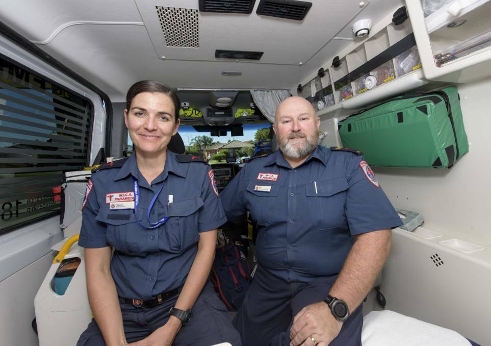 Wodonga intensive care paramedics Tegwyn McManamny and Paul Bellman were crucial in saving a 10-year-old boy's life near Yackandandah after he was accidentally run over by a 4WD. Picture: SIMON BAYLISS