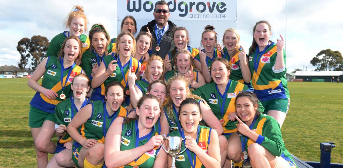 TEAM PRIDE: Lakerland's youth girls capture the first Ballarat Football League premiership title up for grabs this season. Picture: Kate Healy