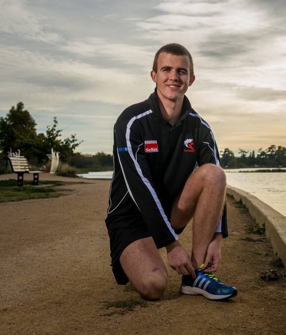 LACE-UP: North Ballarat Roosters, including community manager Sam Wiltshire backed Active April, a campaign that is encouraging people to keep moving now the challenge is complete. Picture: Dylan Burns