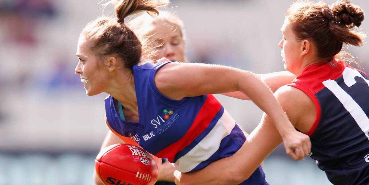 SET TO POUNCE: Ballarat's Kaitlyn Ashmore has enjoyed being a face of AFL women's football, leading into the first live, free-to-air televised game at Etihad Stadium. Ashmore will line up for Western Bulldogs. Picture: Getty Images
