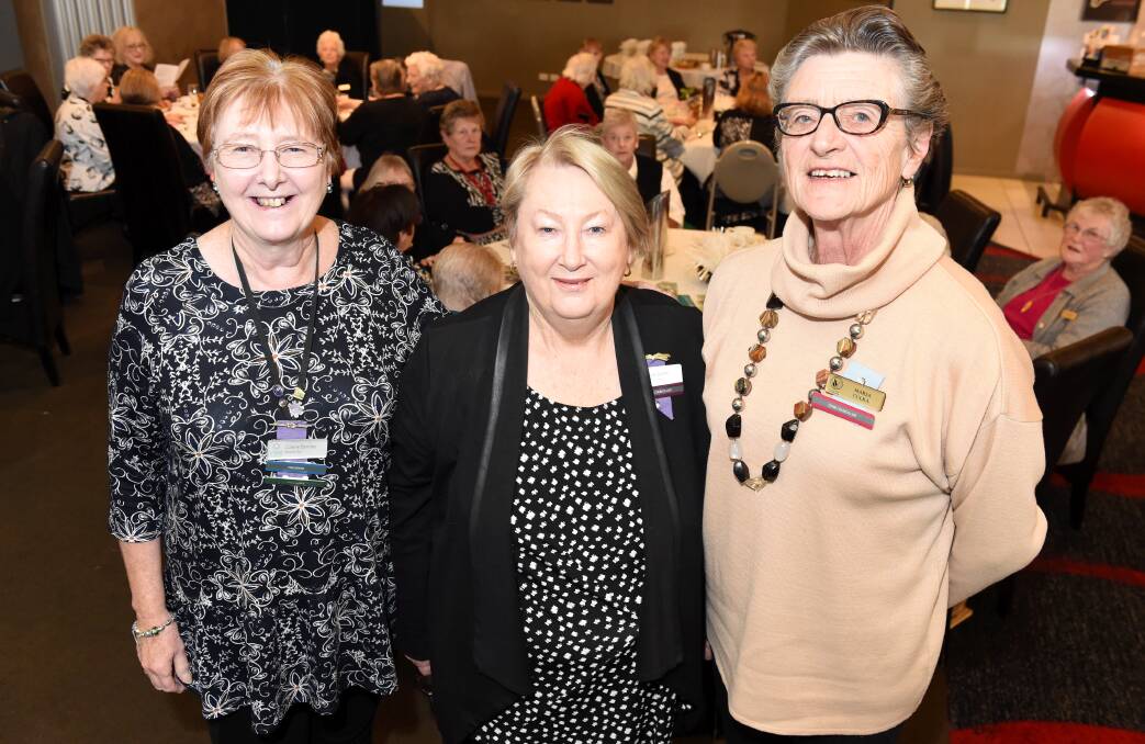 COLLABORATE: VIEW Ballarat Day president Colene Bentley, national councillor Sunnie Wats and zone Councillor Maria Culka celebrate the Ballarat group's 11th anniversary on Thursday afternoon. Picture: Lachlan Bence