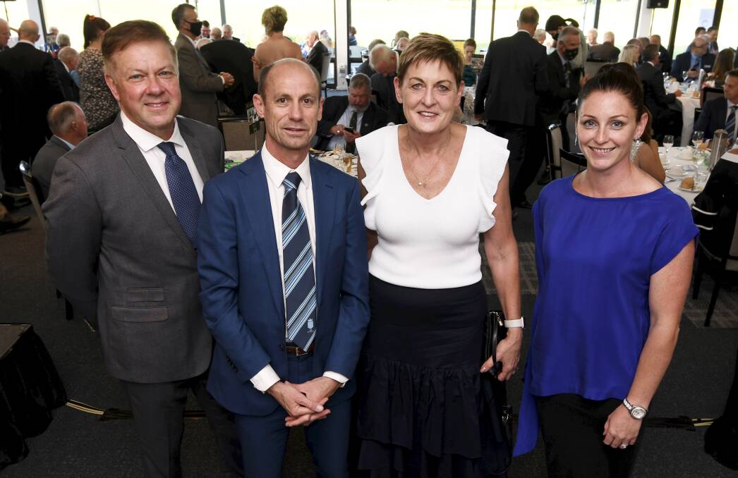 Past Ballarat Sportsperson of the Year award winners Russell Mark (trap shooting), Steve Moneghetti (athletics), Robyn Maher (basketball) and Shayne Reese (swimming) forma decorated panel in 2021. Picture by Lachlan Bence
