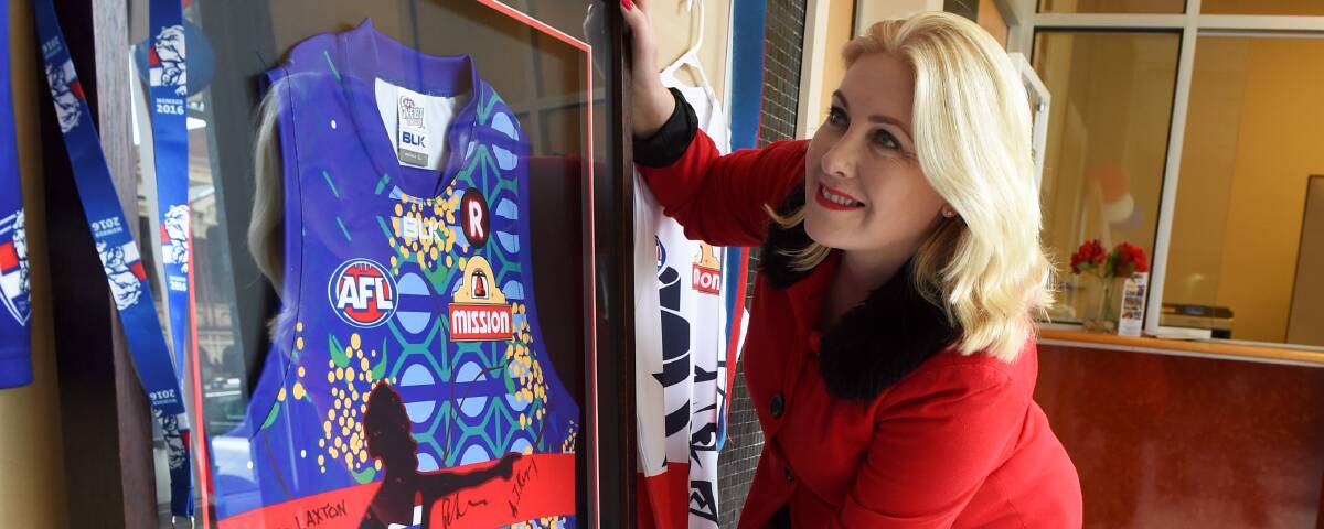 SPIRIT: Wendouree MP Sharon Knight sets a red, white and blue tone for AFL grand final week in supporting the city's adopted club's massive mission. Picture: Lachlan Bence
