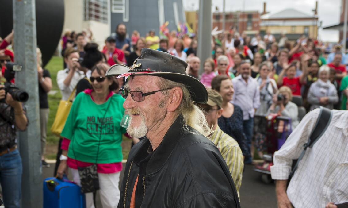 JOURNEY FOR TRUTH: Ballarat sexual abuse survivor Gordon Hill, now based in Western Australia, sets off to Rome with a strong community outpouring of support at Alfred Deakin Place on Friday night. Picture: Dylan Burns