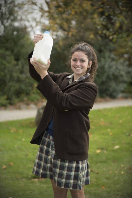 Ballarat Grammar year 11 student Chloe Scott is championing for fairer milk prices for Australian dairy farmers. Picture: Steve McDonnell