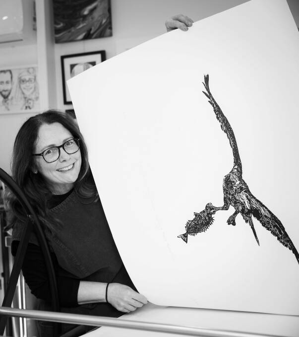 Printmaker Amanda Western's Fragile Flight is inspired by her work in emergency recovery through the Central Highlands region. 