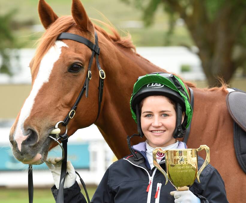 NEW HURDLE: Jockey Michelle Payne wants racehorse Akzar to enjoy retirement in a move to test and expand their skills in the eventing world because they both have lots to offer. Picture: Lachlan Bence