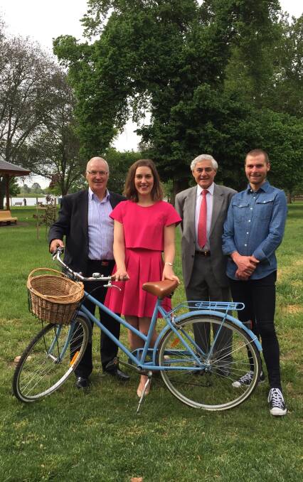 LAUNCH: Cycle Classic's John Ives, FECRI's Sarah Stapleton, George Kannourakis and mountain bike ambassador Phil Orr are lakeside for the event launch.