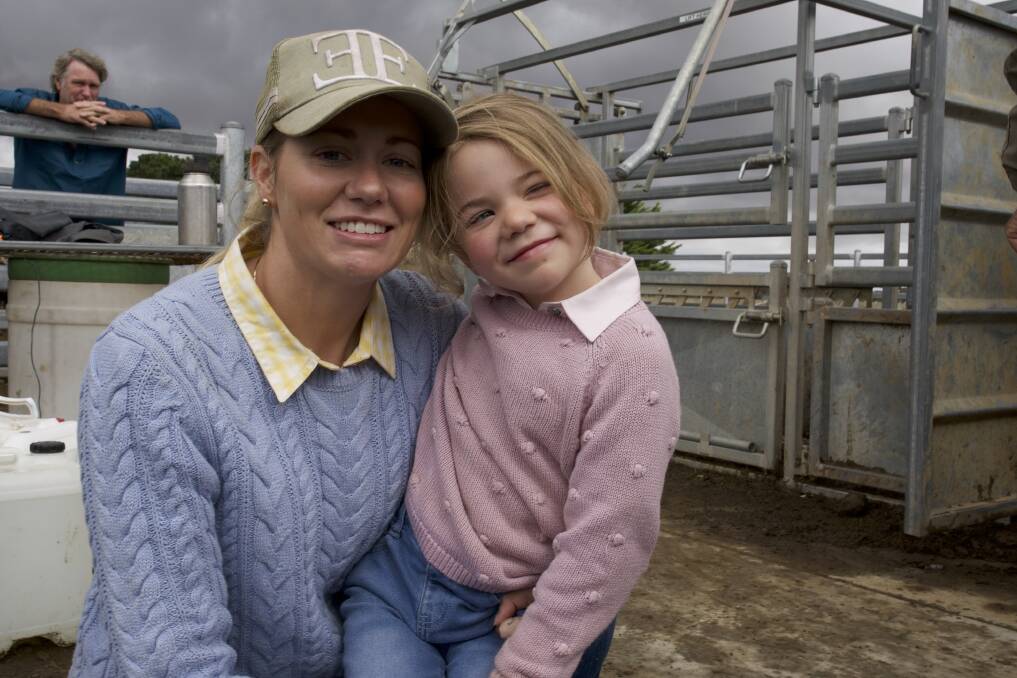 Leila McDougall, as Alison, behind the scenes with daughter Vivian, who plays her on-screen daughter Sally. Picture Just a Farmer