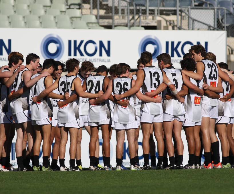 LEARNING: The Rebels band together in last week's match at Ikon Park. The under-18 program has a strong focus on personal development, understanding the past as leaders for the future. Picture: On Deck Media.