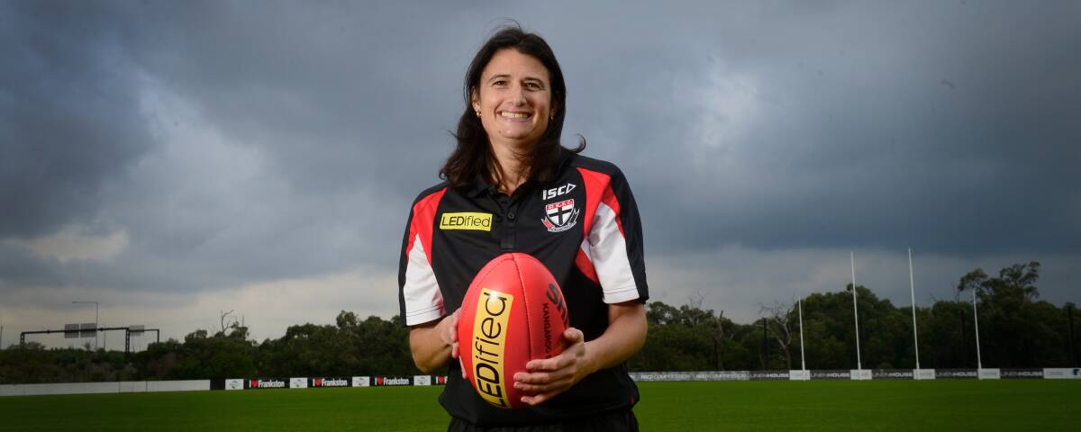 PIONEER: St Kilda's Peta Searle is the first female to hold a full-time AFL coaching role. She says gender is the last thing on her mind when coaching people. Picture: Getty Images