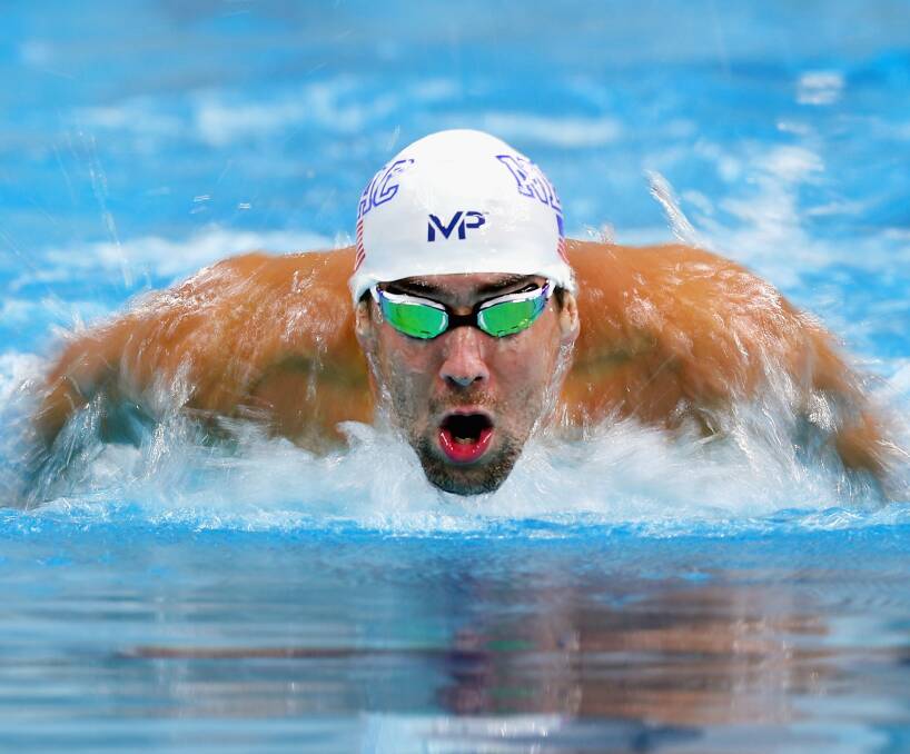 SUPER FISH: American Michael Phelps in action as he comes out of retirement to bid for a fifth Olympics in Rio. Naturally gifted for swimming, Phelps sets a standard rather than an unrealistic beat in the pool. Picture: Getty Images