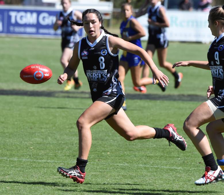 NEW LOOK: Nhill's Tess Marra in action for Greater Western Victoria Rebels' inaugural TAC Cup Girls season, in what is a stronger pathway for all girls in the game across western Victoria. Picture: Lachlan Bence