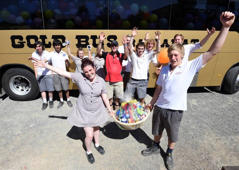 BRIGHT APPEAL: Mount Clear College's Alexandra Hopper, Jack Jones and classmates play the guessing game for charity. Picture: Lachlan Bence