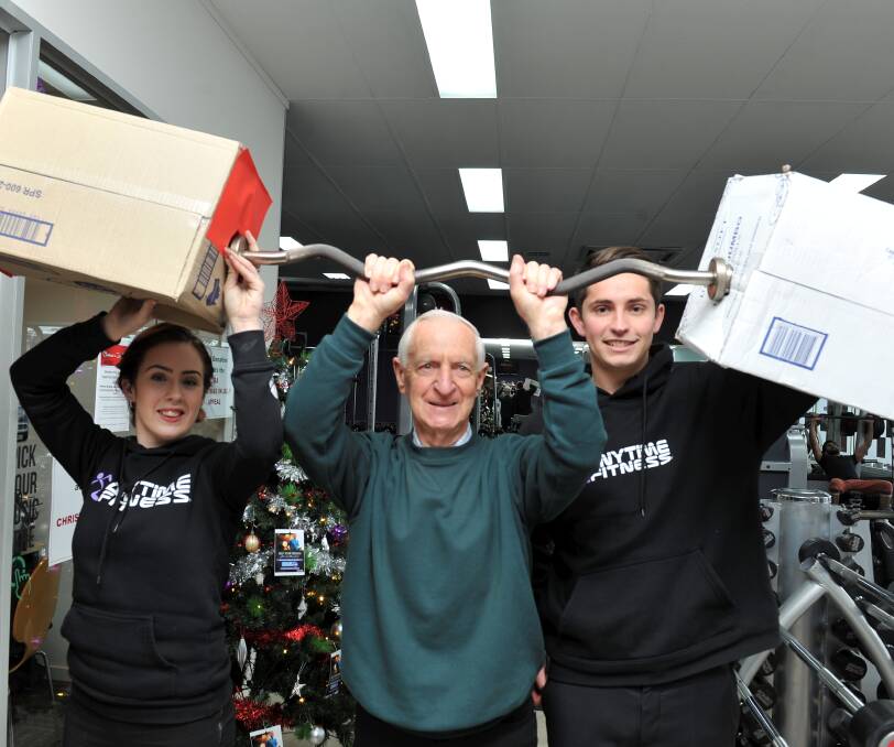 BOOST: Anytime Fitness managers Simone Boorn-Wells (Ballarat) and Alex Antonelli (Mount Clear) help support appeal director Peter Caligari. Picture: Lachlan Bence