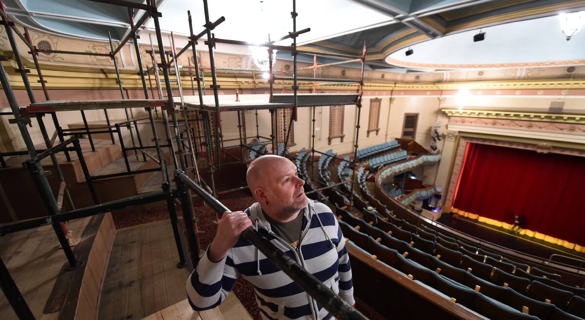 COMPLEX: Her Majesty's theatre manager Graeme Russell says restoration draws on two eras - the ceiling was built in 1875 and decorated in 1898. Picture: Lachlan Bence