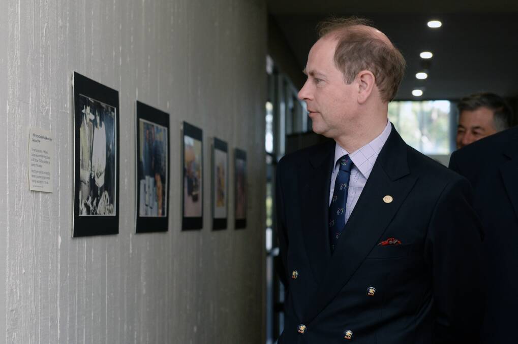 Prince Edward, now the Duke of Edinburgh, visits Federation University's Mount Helen campus in April 2018. Picture by Kate Healy
