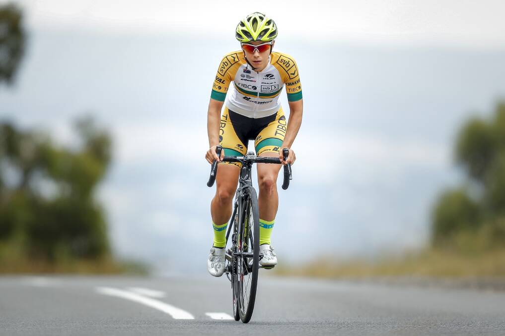 Defending champ: 2018 women's road race national champion Shannon Malseed on the Mt Buninyong course. Picture: Dylan Burns