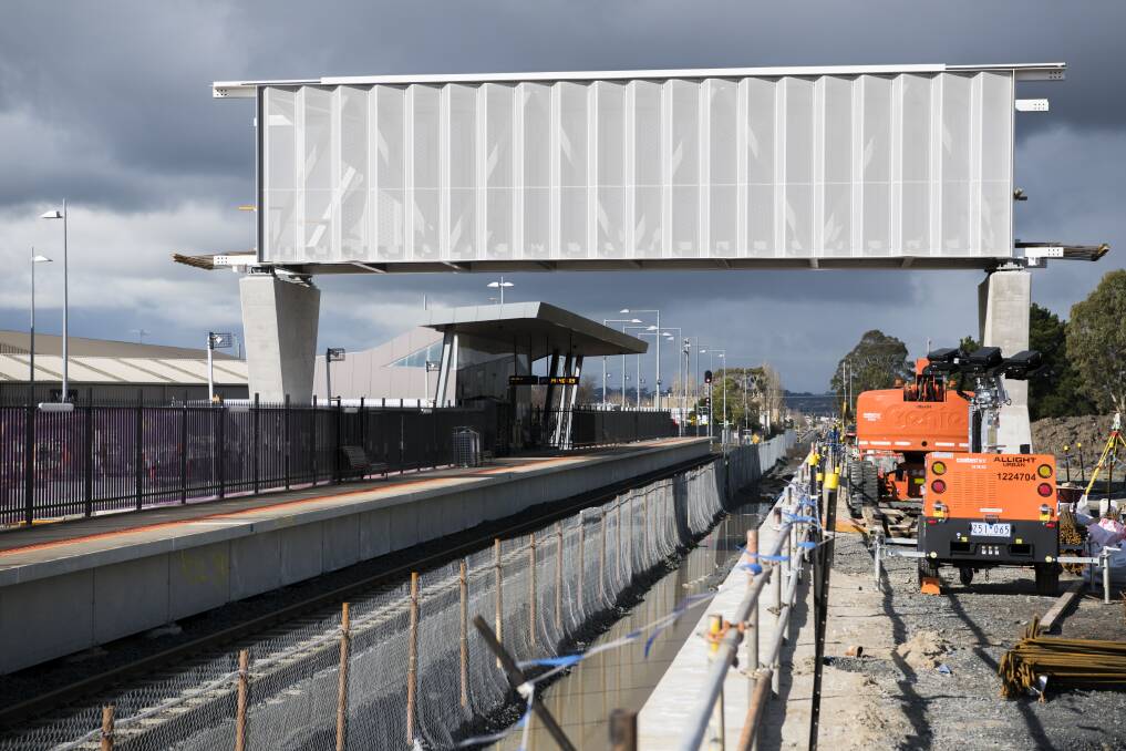 The new overpass under construction at Wendouree station. Picture: Rail Projects Victoria