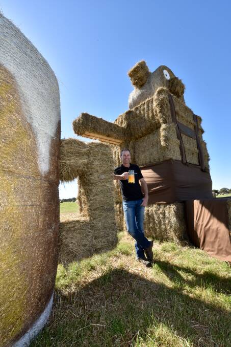 Cheeky: Farmer Adam Fraser with this year's edition of Big Ted on Cuthberts Rd, which was influenced by German machinery. Pictures: Jeremy Bannister