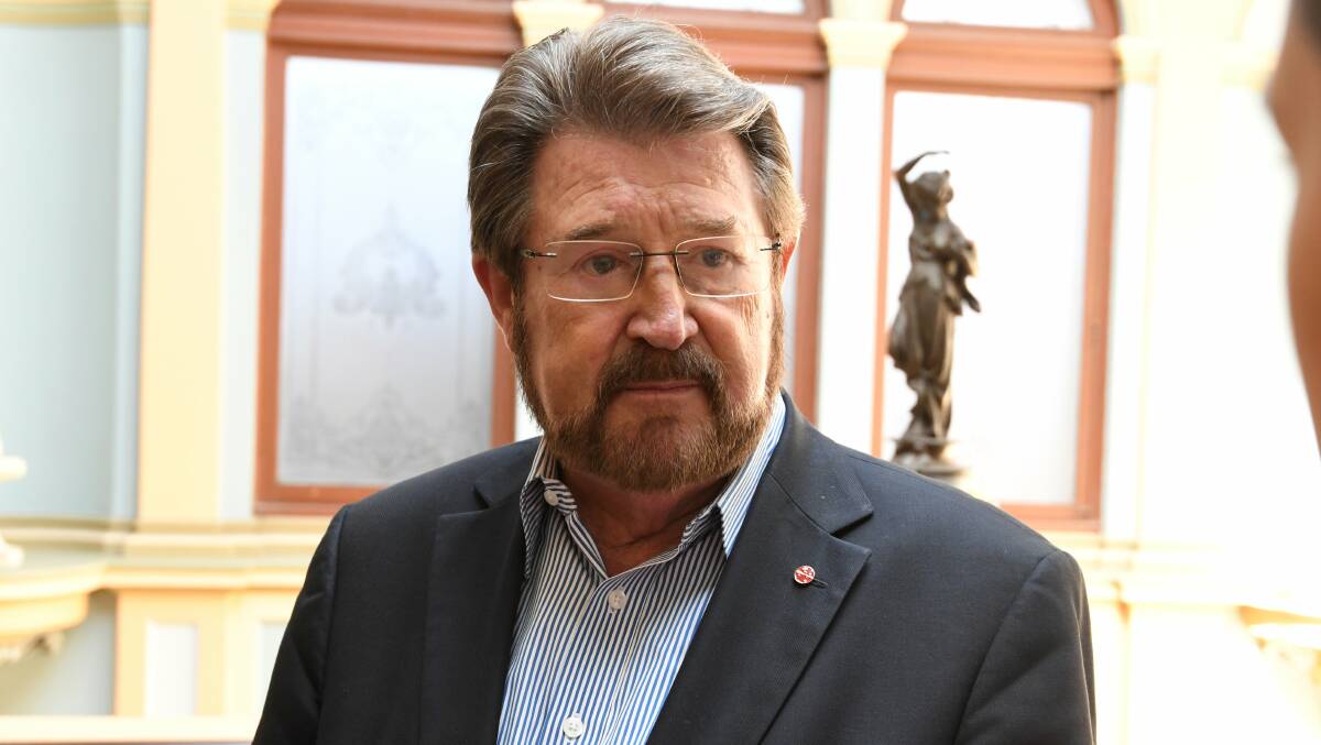 Redress: Senator Derryn Hinch at the Ballarat Town Hall this week, where he discussed the need for a minimum payment for the national redress scheme. It was his first time back in Ballarat since May 2016. Picture: Lachlan Bence
