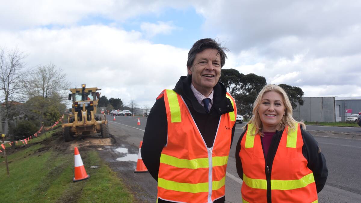 Minister for Roads and Road Safety Luke Donnellan with Wendouree MP Sharon Knight