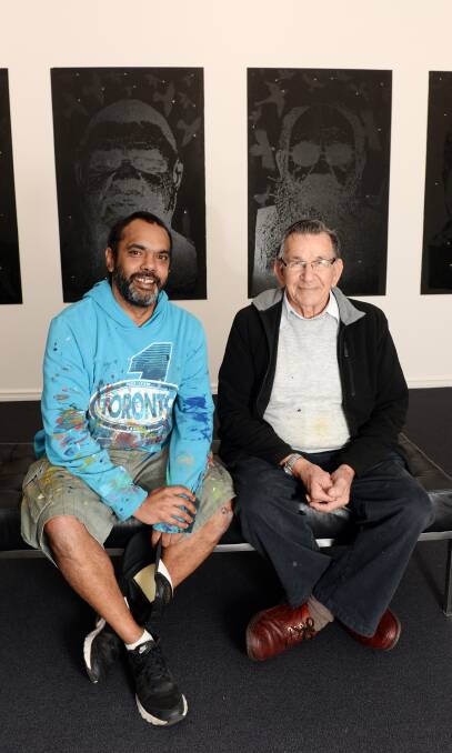 PRIDE: Peter-Shane Rotumah and Ted Laxton at the new exhibition by nationally renowned Ballarat Aboriginal artist group, the Pitcha Makin Fellas. Picture: Kate Healy