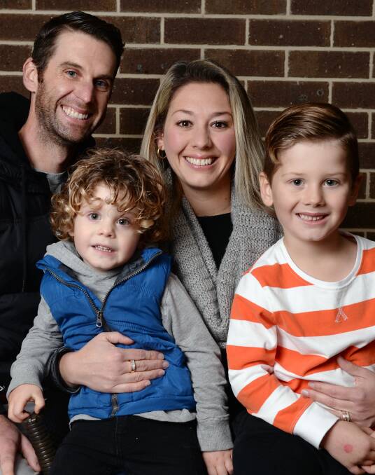 LOVING SUPPORT: Alfredton woman Sarah Martin with her husband Ashley and sons Jake and Levi. Picture: Kate Healy