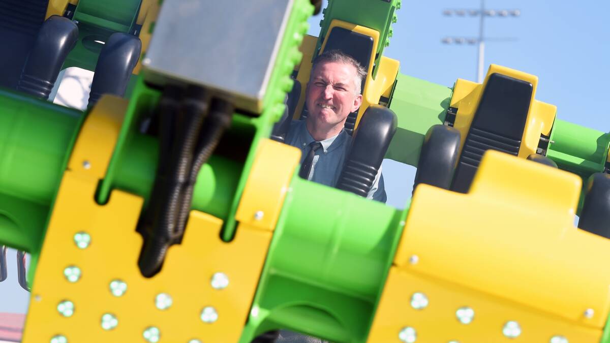 TERRIFYING: The Courier journalist Caleb Cluff's face tells the whole story during his intrepid ride on The Beast at the Ballarat Show. Picture: Kate Healy