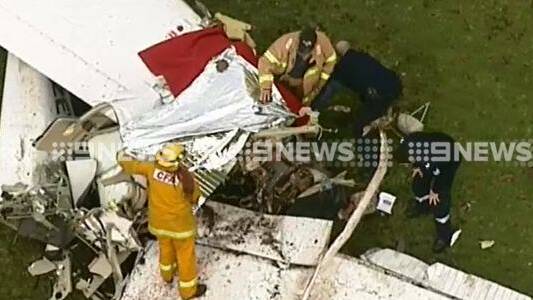 TRAGEDY: This screen grab from Channel 9 shows the wreckage of the plane.
