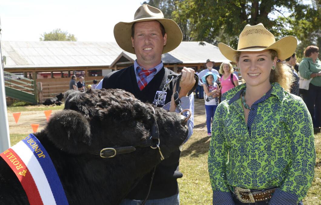 FRESH VISION: Caloola farmer Peter Munday with cattle judge Ruby Canning, 17. Photo: PHILL MURRAY