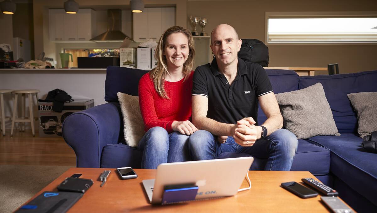 New residents: Veronica Micich and Shane Miller recently moved from Thornbury in Melbourne's inner north to Lucas, lured by high speed internet and more open living. Picture: Luka Kauzlaric 