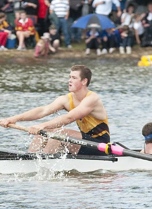 Selected: Tom Hunt rowing in the 2012 Head of the Lake for Grammar.